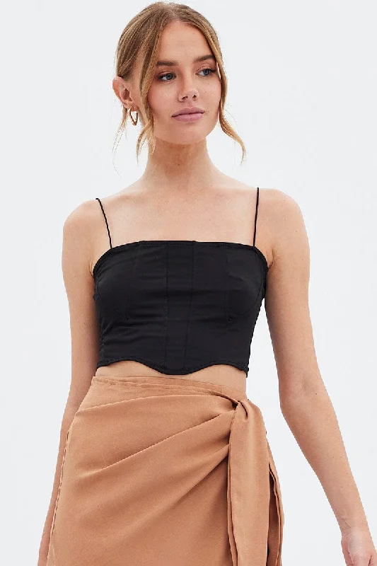 Black Crop Top Sleeveless