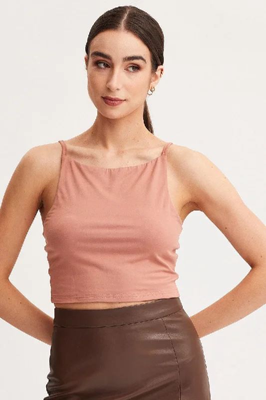 Brown Singlet Top Sleeveless