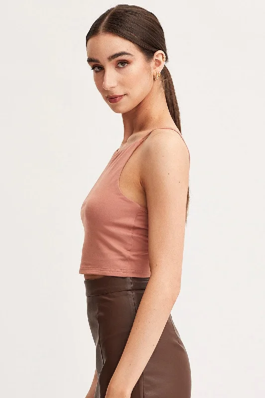 Brown Singlet Top Sleeveless