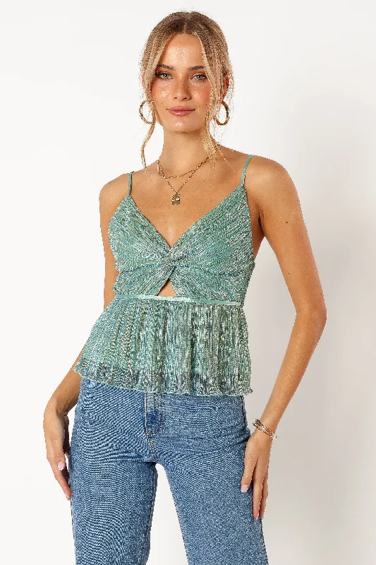 Rosalind Plisse Top - Aqua