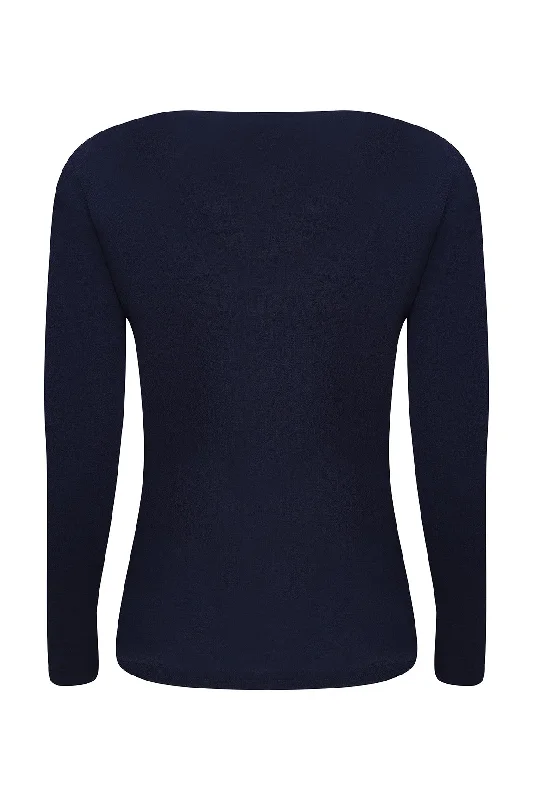 100% Merino round neck Top | FRENCH NAVY | 6516ZR