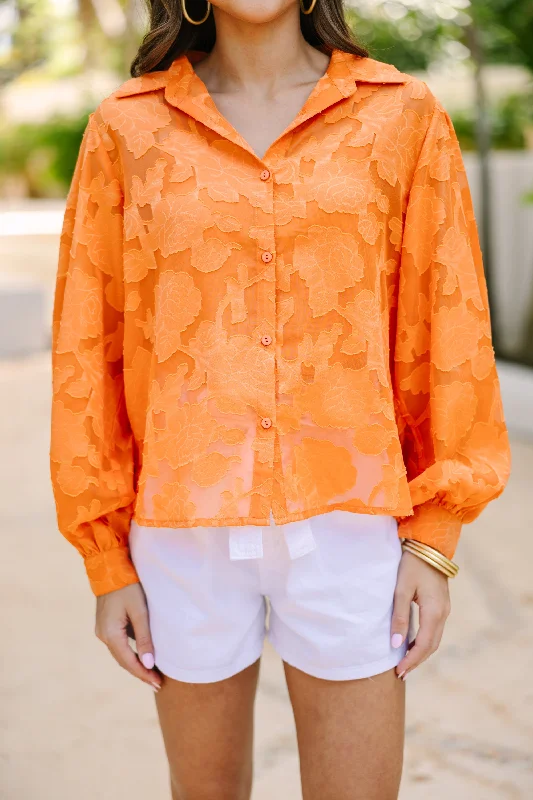 All In The Details Orange Textured Blouse