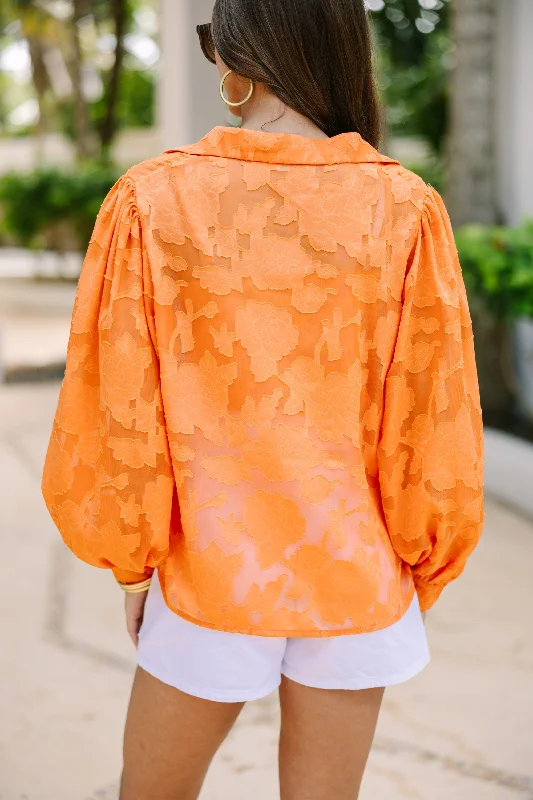 All In The Details Orange Textured Blouse