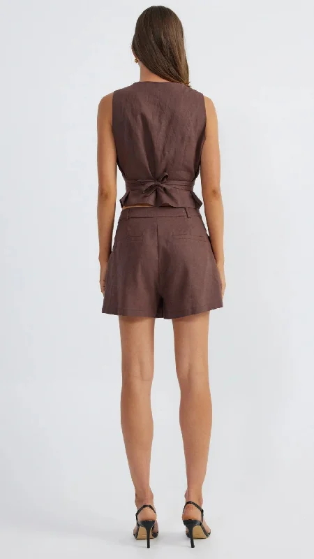 Allegra Linen Vest - Chocolate