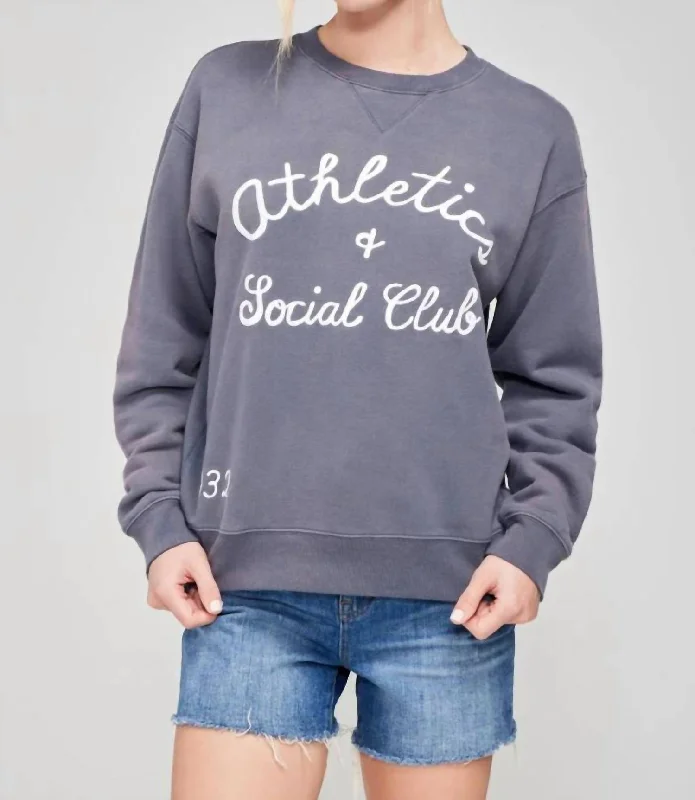 Athletics And Social Club Cody Sweatshirt In Faded Indigo