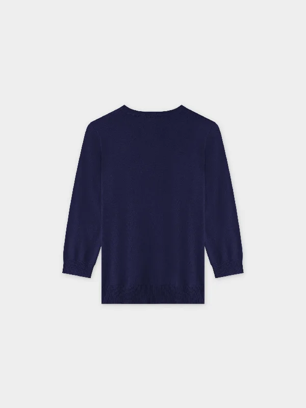 Basic Crew Sweater 3Q-Dark Navy