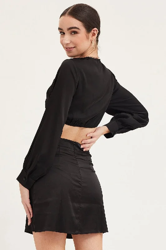 Black Crop Top Long Sleeve