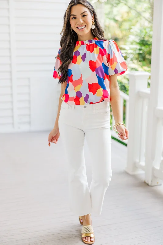 Bright Future Fuchsia Pink Abstract Blouse