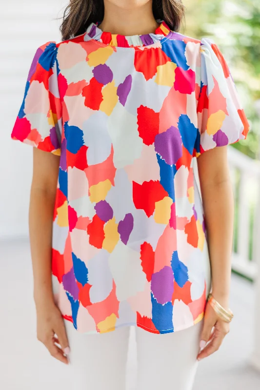 Bright Future Fuchsia Pink Abstract Blouse