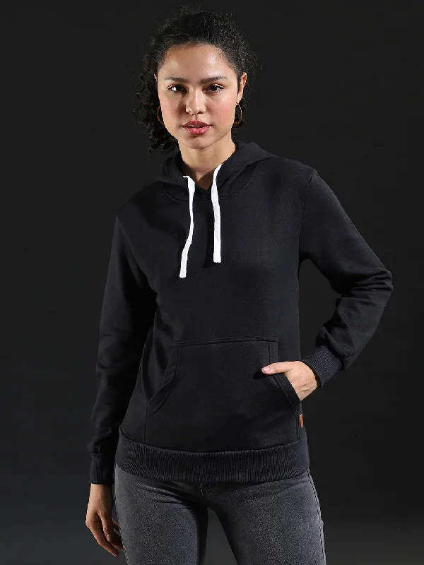 Campus Sutra Women Solid Stylish Casual Hooded Sweatshirts