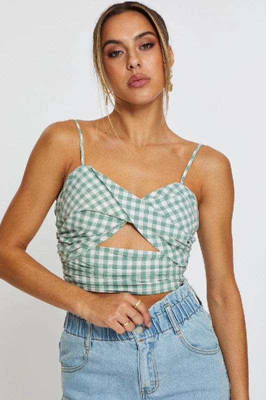 Check Crop Top Sleeveless