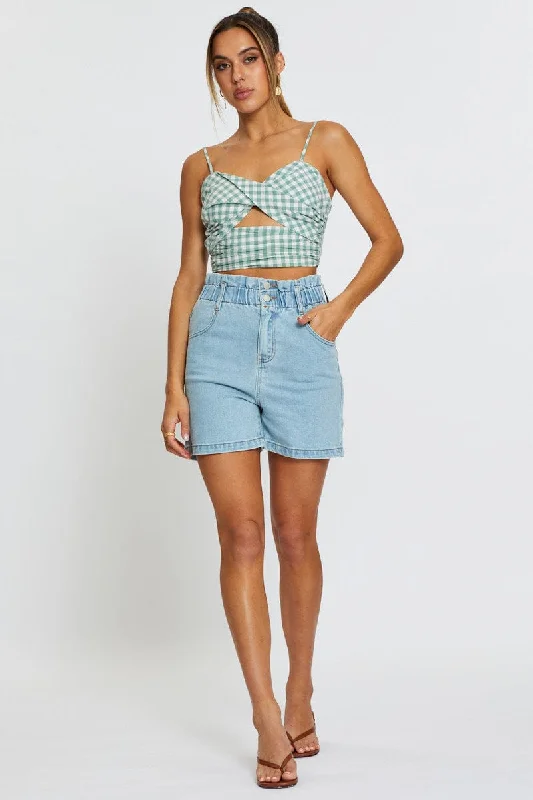 Check Crop Top Sleeveless