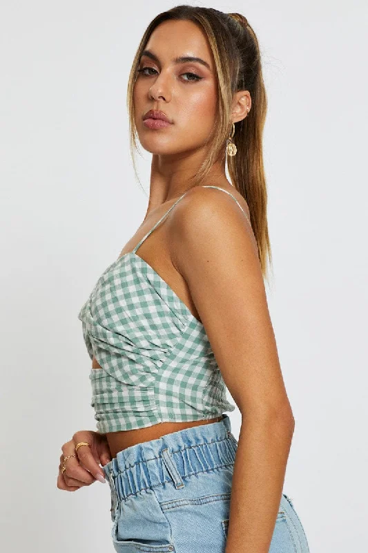 Check Crop Top Sleeveless