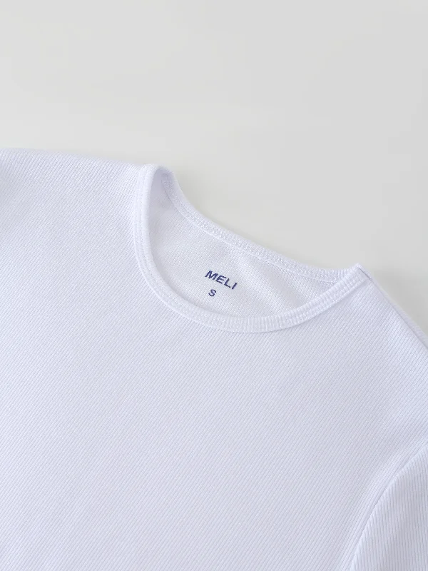 CLASSIC RIBBED CREW TEE LS-WHITE