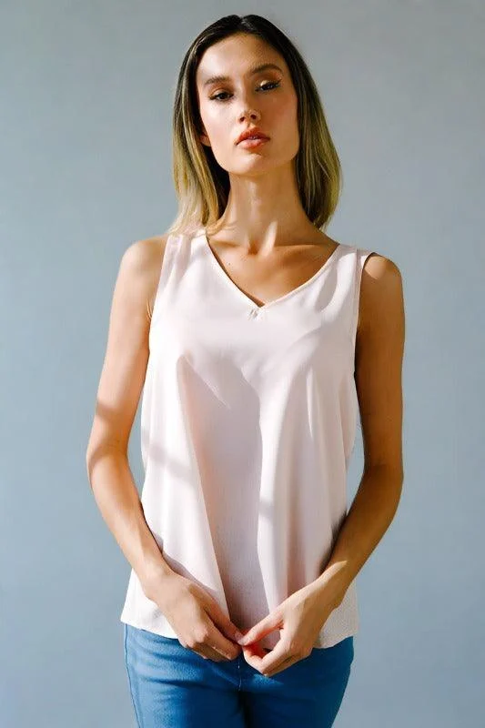 Cowl Neck Back V-Neck Tank Top