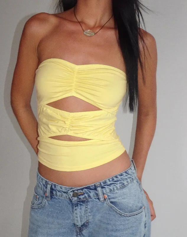 Dayu Bandeau Crop Top in Lemonade