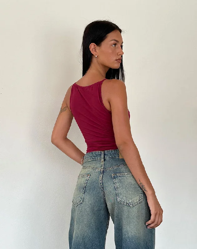 Dudley Vest Top in Burgundy