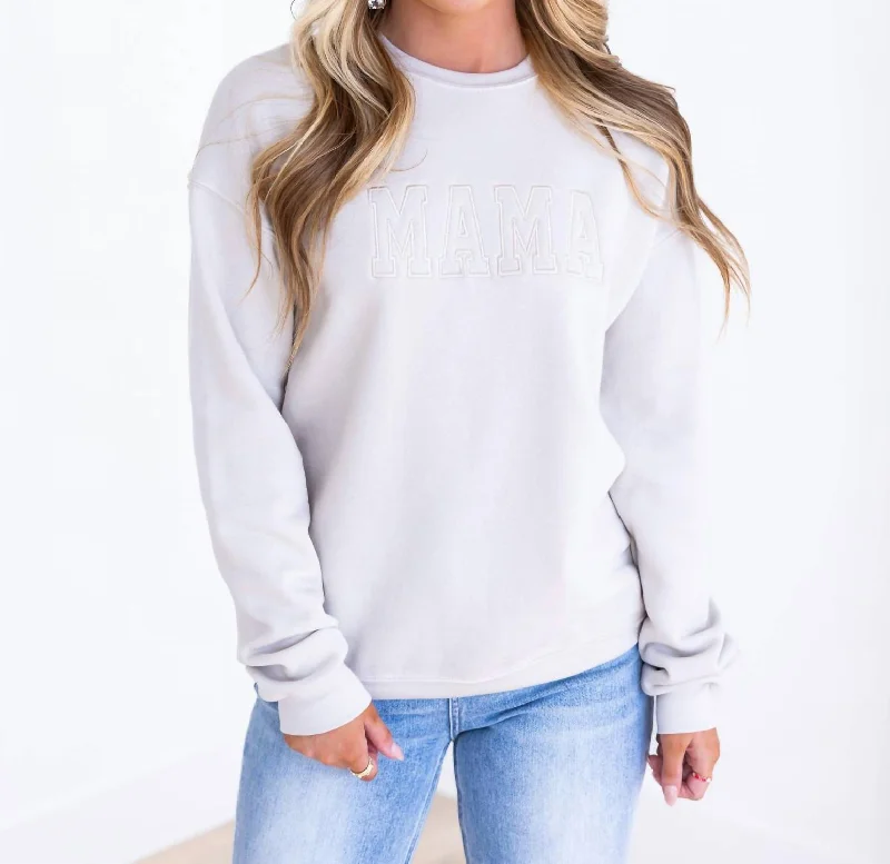 Embroidered Mama Sweatshirt In Dust