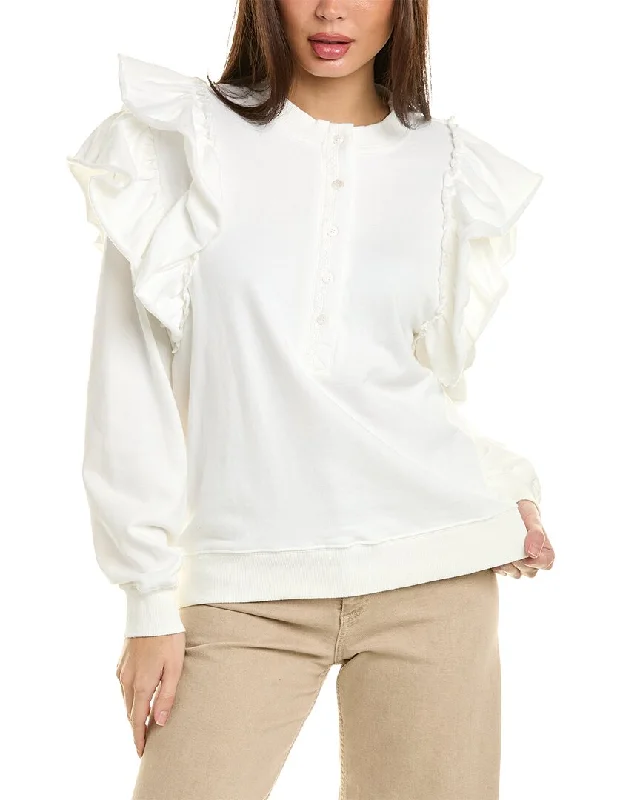 FATE Ruffle Shoulder Washed Sweatshirt