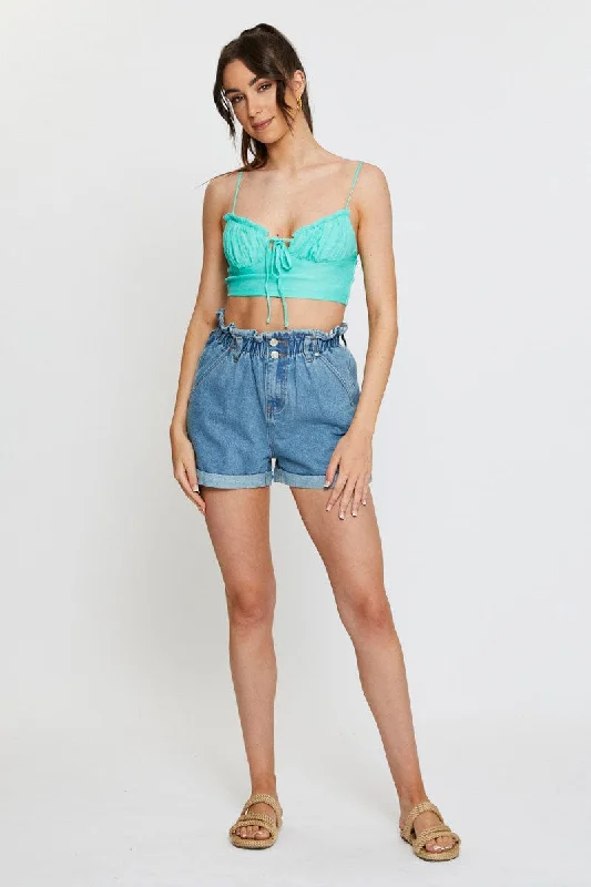 Green Crop Top Sleeveless