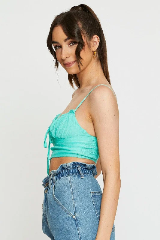 Green Crop Top Sleeveless