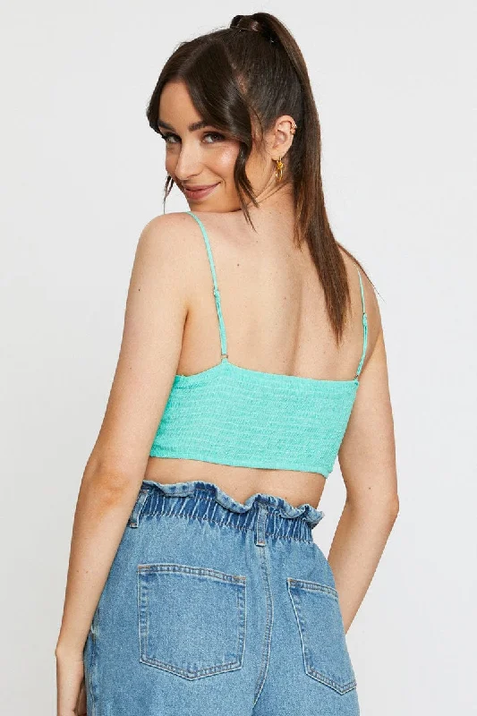 Green Crop Top Sleeveless