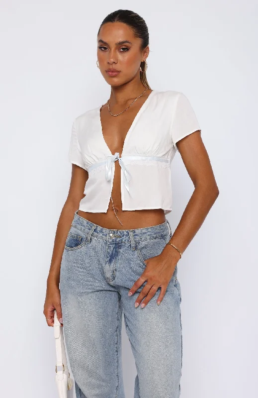 Infinite Possibilities Tie Front Top White