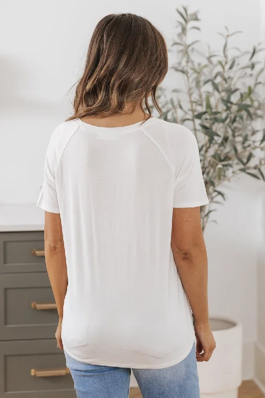 Ivory Scoop V Neck Top - FINAL SALE