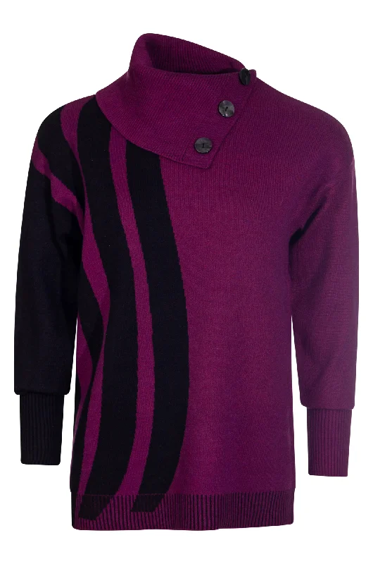 Luxe Knitwear Jumper | Berry Marle/Black | 7324ZZ