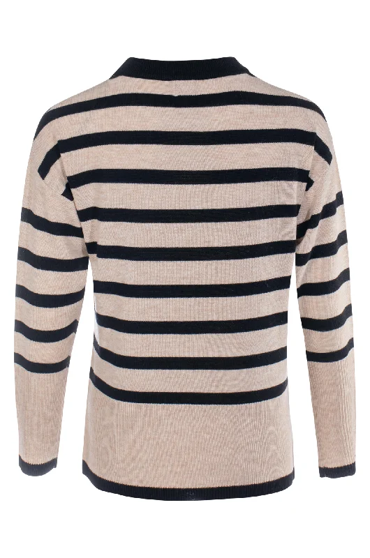 Touch of Wool Stripe Jumper | Oatmilk/Black | 6313ZZ