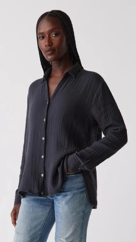 Leo Gauze Button Down - Charcoal