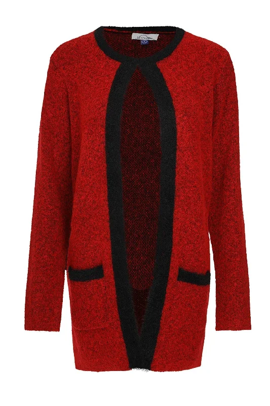 Longer length Knit Jacket | RED/BLACK | 6961ZR