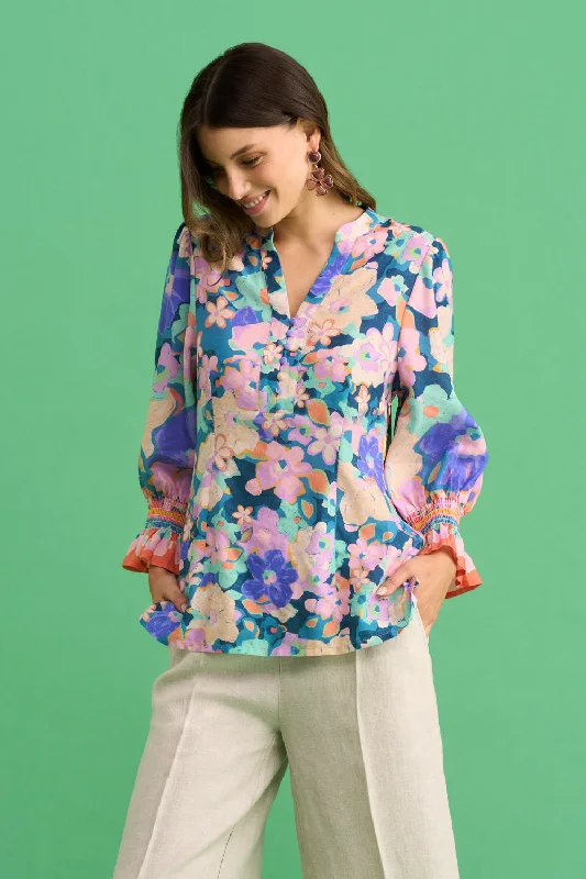 Printed Shirred Blouse