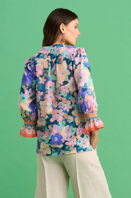 Printed Shirred Blouse