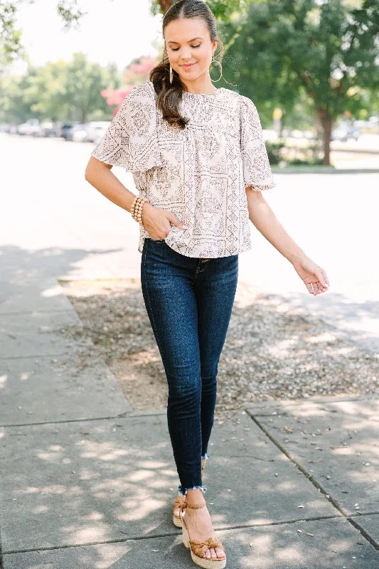 Miss You So Cream White Floral Blouse