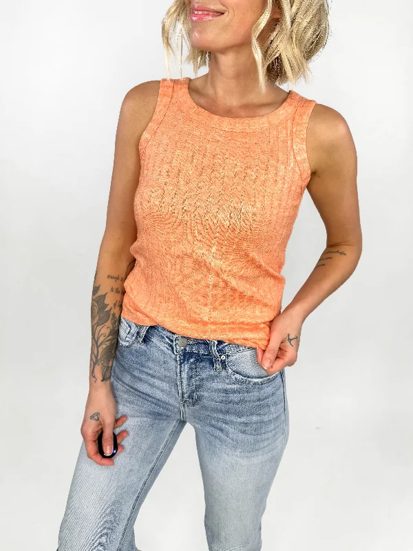 Need It Scoop Neck Tank- HTHR ORANGE