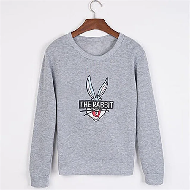 New Autumn Winter Women Fashion Cute Cartoon Bugs Bunny Printed Sweatshirts Loose Casual Female Hoody Coat Hoodies KH982881