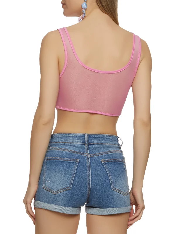 Mesh Corset Cropped Tank Top