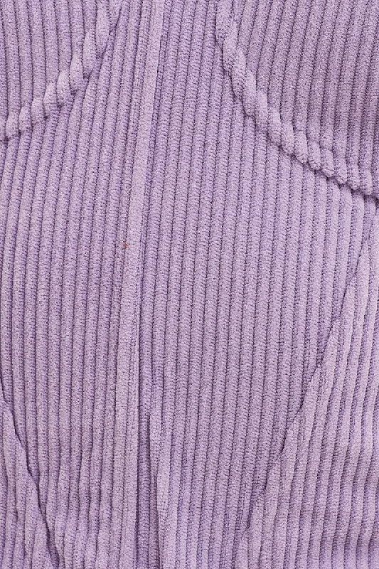 Purple Corset Top Sleeveless Crop Corduroy