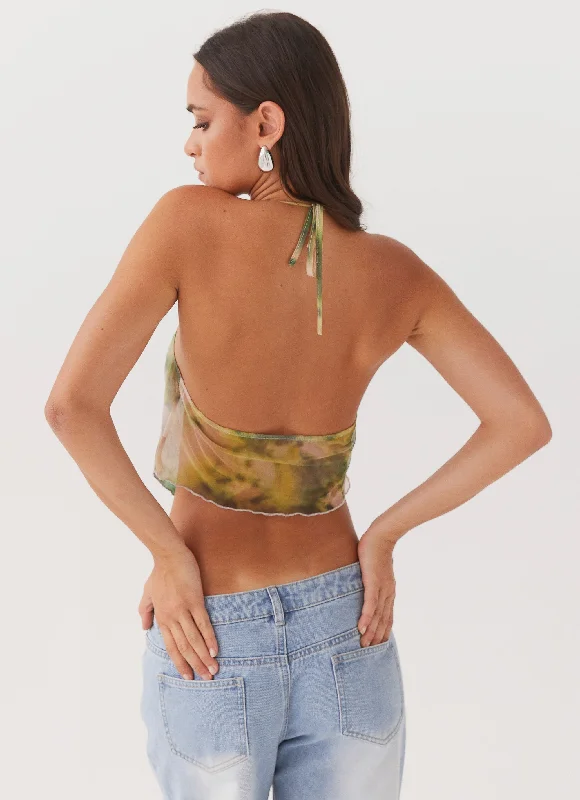 Radiant Dream Mesh Halterneck Top - Rainforest