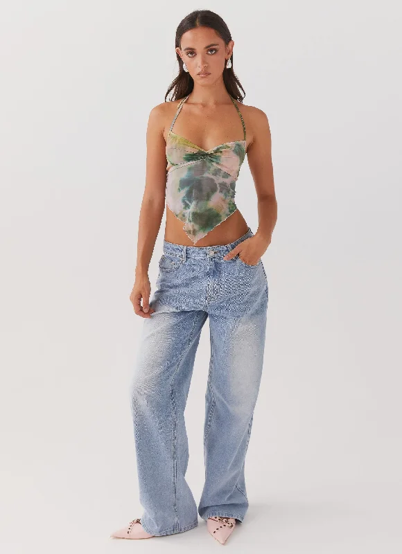 Radiant Dream Mesh Halterneck Top - Rainforest