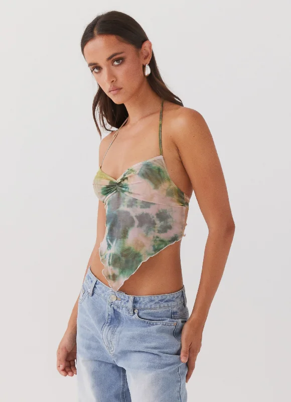 Radiant Dream Mesh Halterneck Top - Rainforest