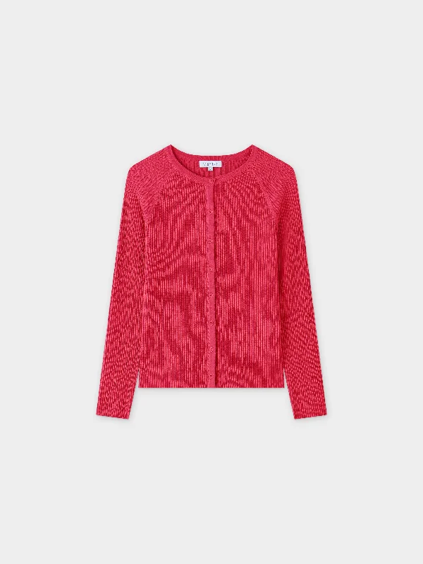 Ribbed Knit Cardigan-Hot Pink