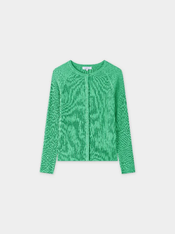 Ribbed Knit Cardigan-Kelly Green