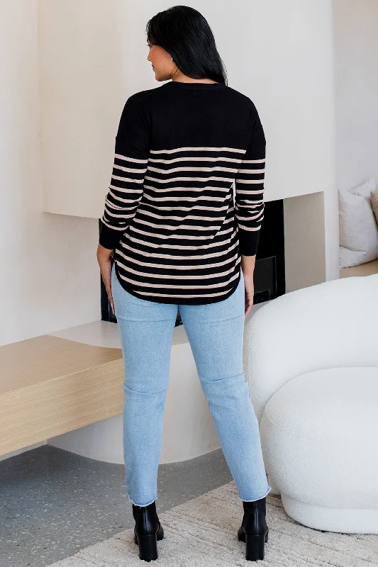 Sophie Knit Black Natural Stripe