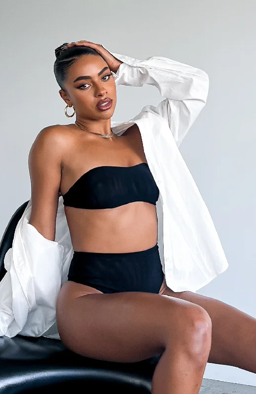 Secrets Out Mesh Bandeau Crop Black