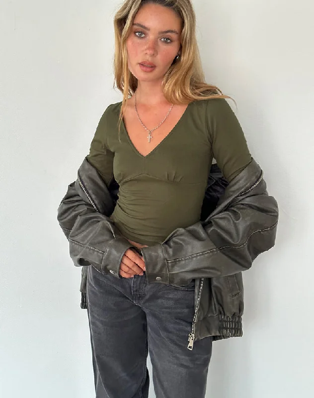 Sisil Long Sleeve Top in Olive