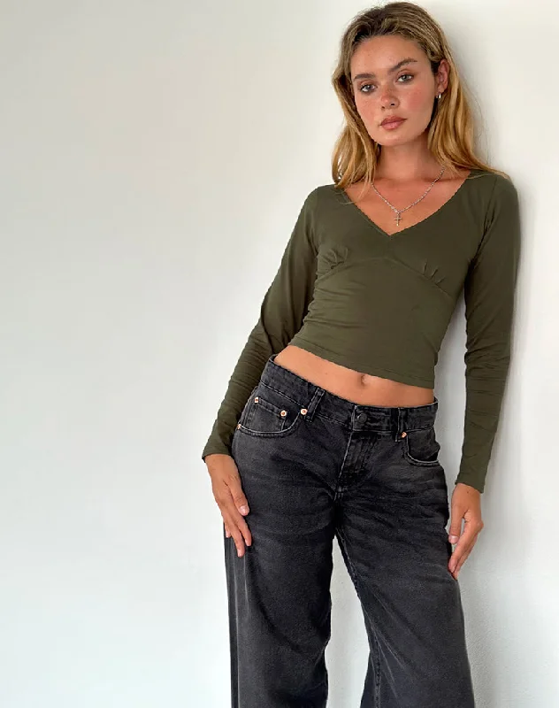 Sisil Long Sleeve Top in Olive