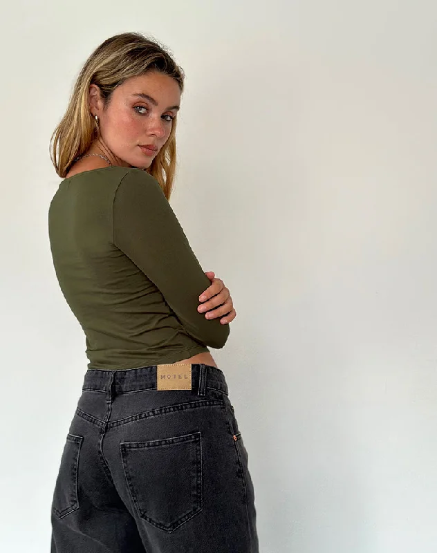 Sisil Long Sleeve Top in Olive