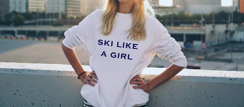 Ski Like A Girl Sweatshirt In White